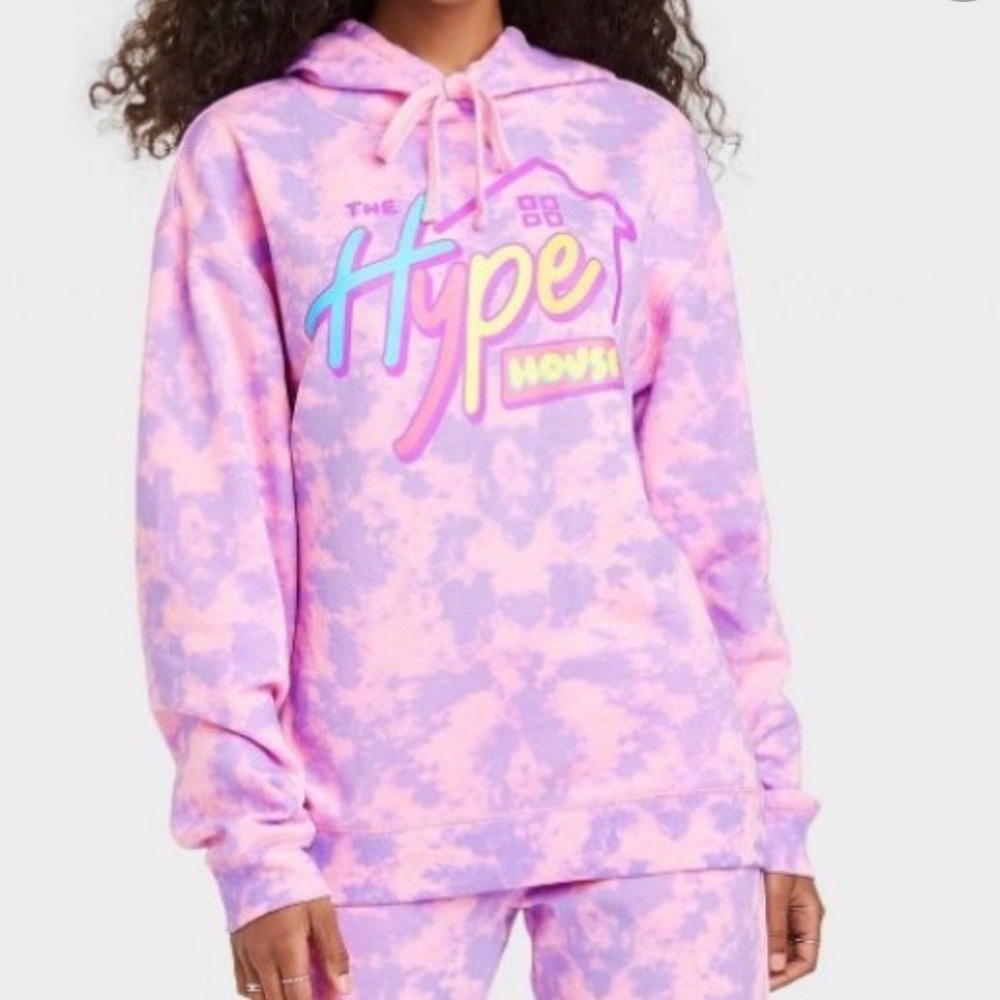 The Hype House Tie Die Tye Dye Hooded Sweatshirt Size Large TikTok Social Media